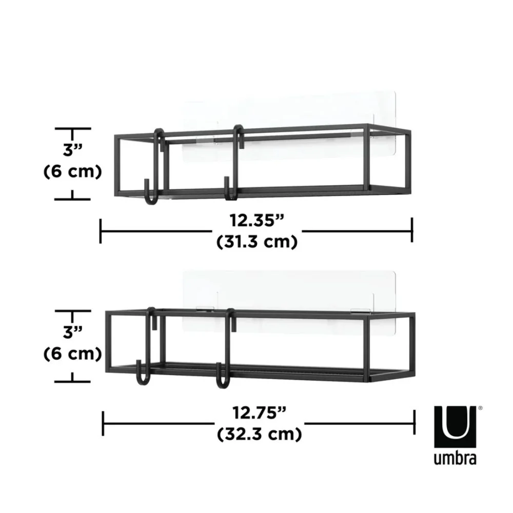 סט 2 מדפי תלייה Cubiko שחור - Image 5