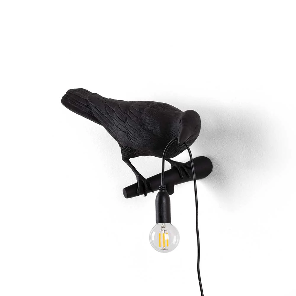 מנורת ציפור שחורה מסתכלת ימינה - Image 3