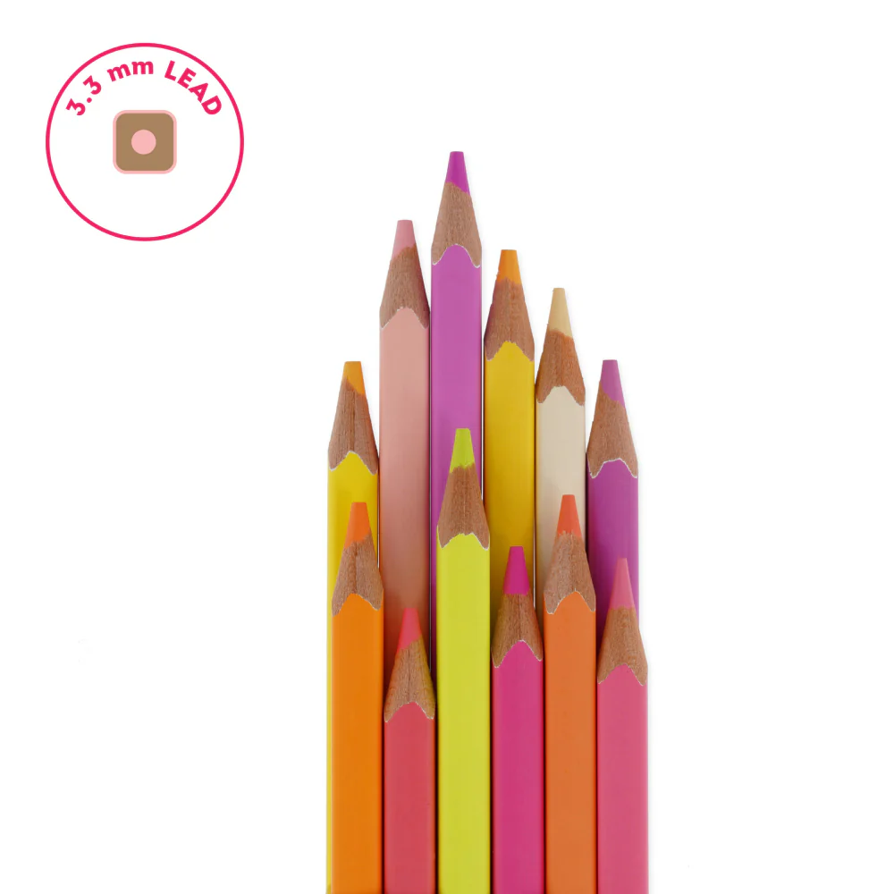 סט 12 עפרונות צבעוניים - גוון ורוד - Image 4