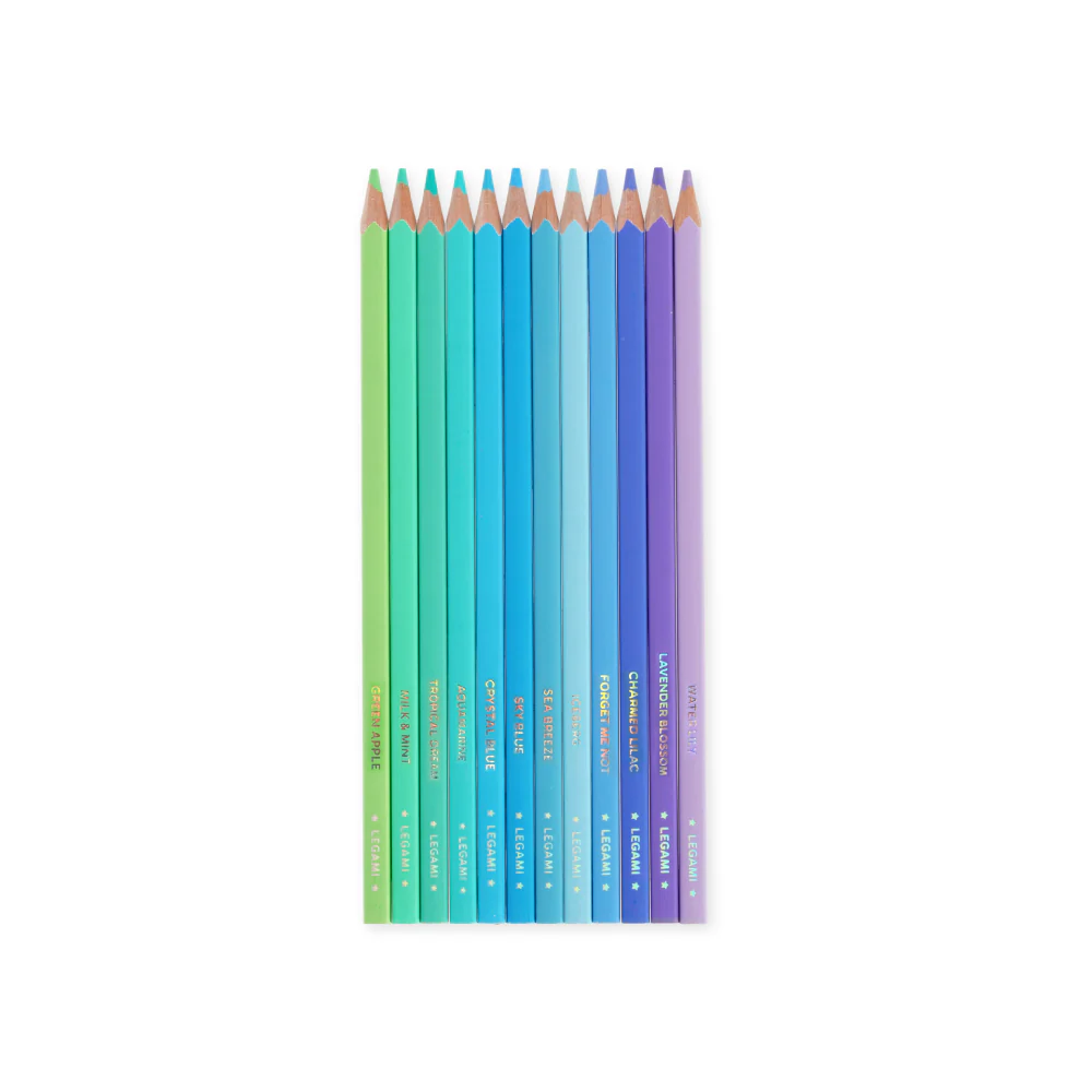 סט 12 עפרונות צבעוניים - גוון כחול - Image 3