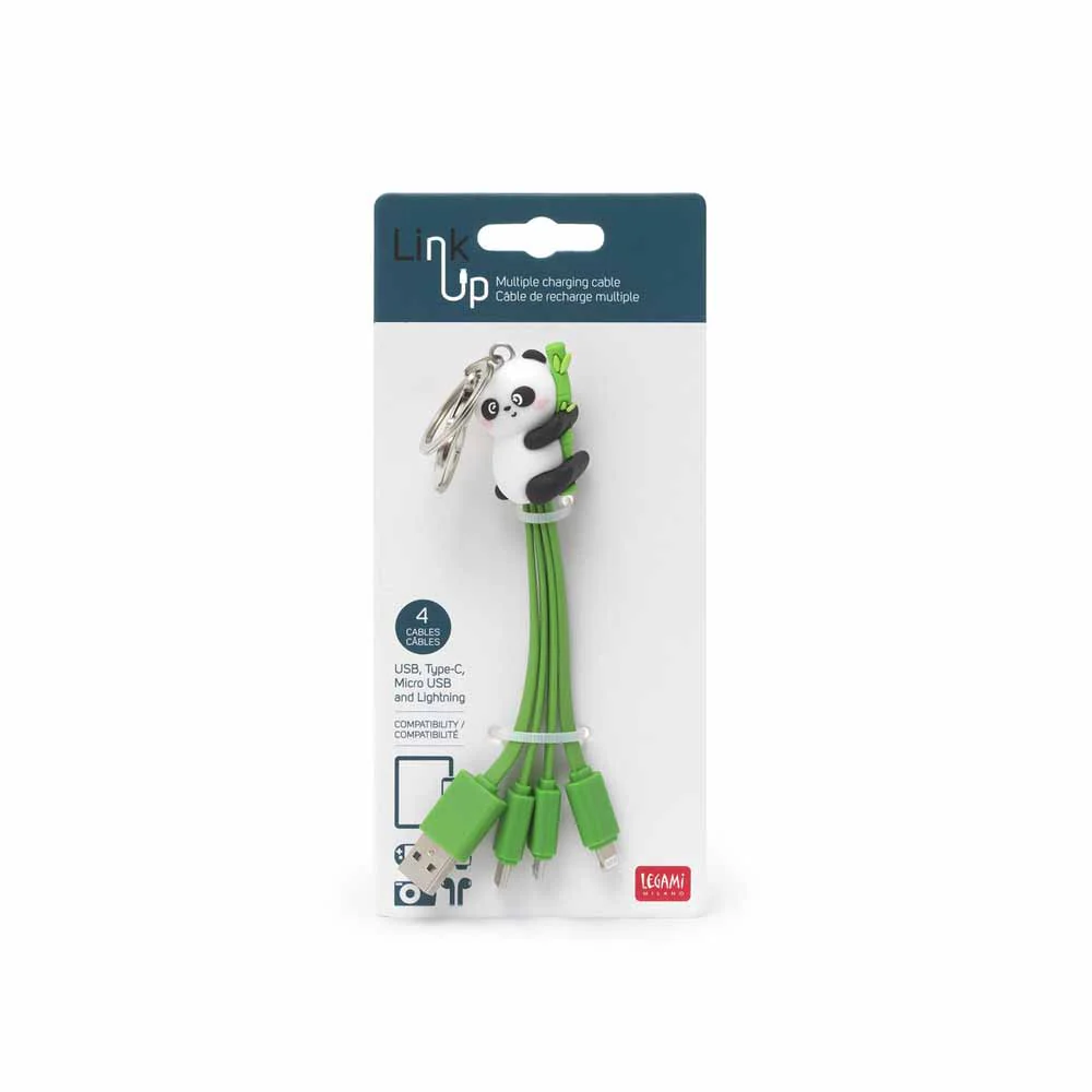 מחזיק מפתחות USB עם 3 סוגי חיבורים - פנדה ירוק - Image 3