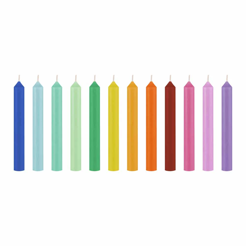 סט 12 נרות יום הולדת צבעוניים CANDY