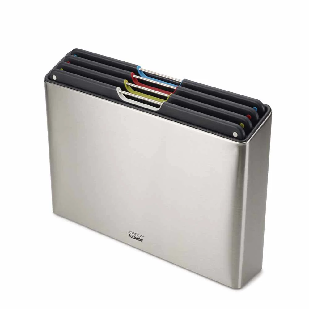 סט 4 קרשי חיתוך FOLIO STEEL כסוף