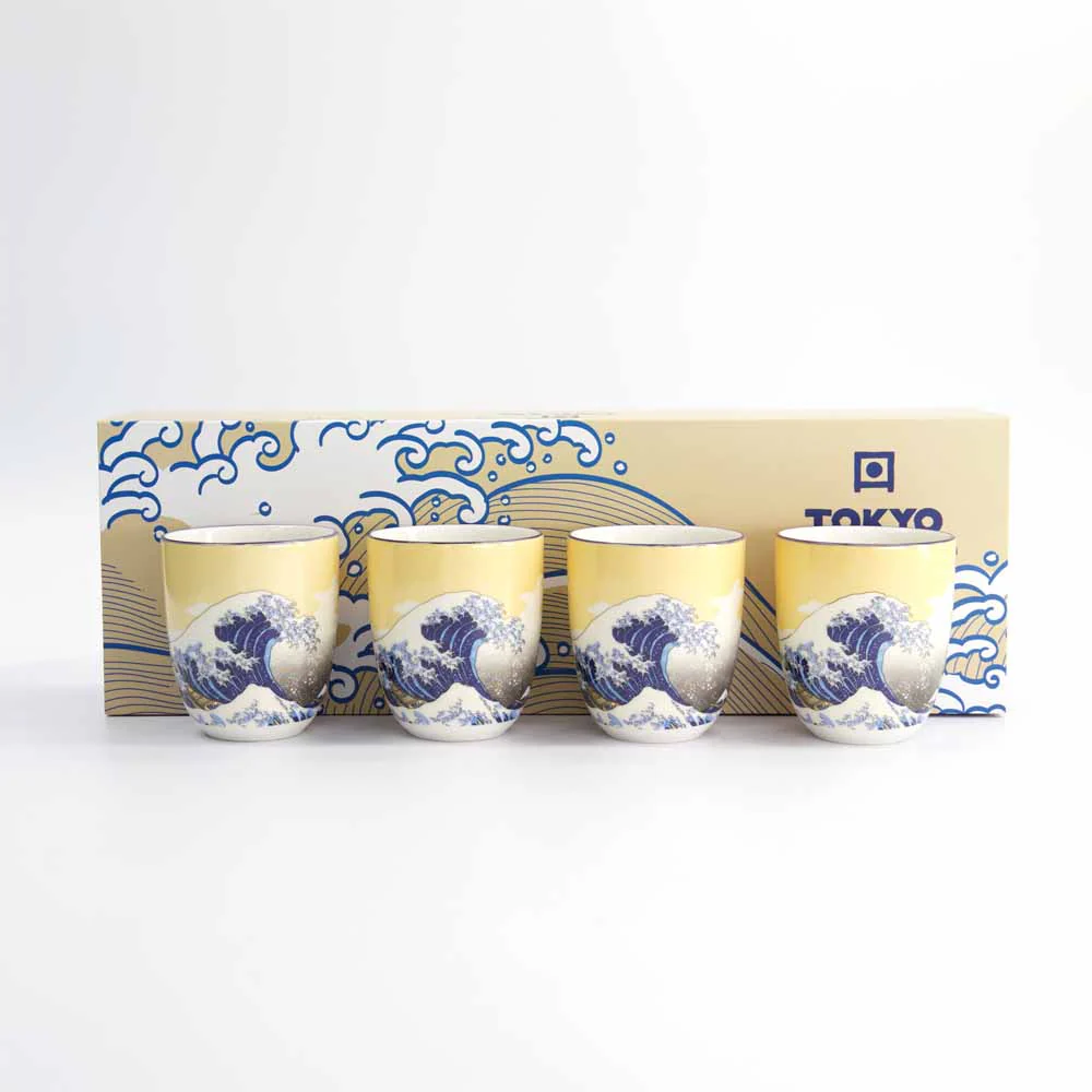 סט 4 כוסות תה צהוב כחול, KAWAII 21970 - Image 5