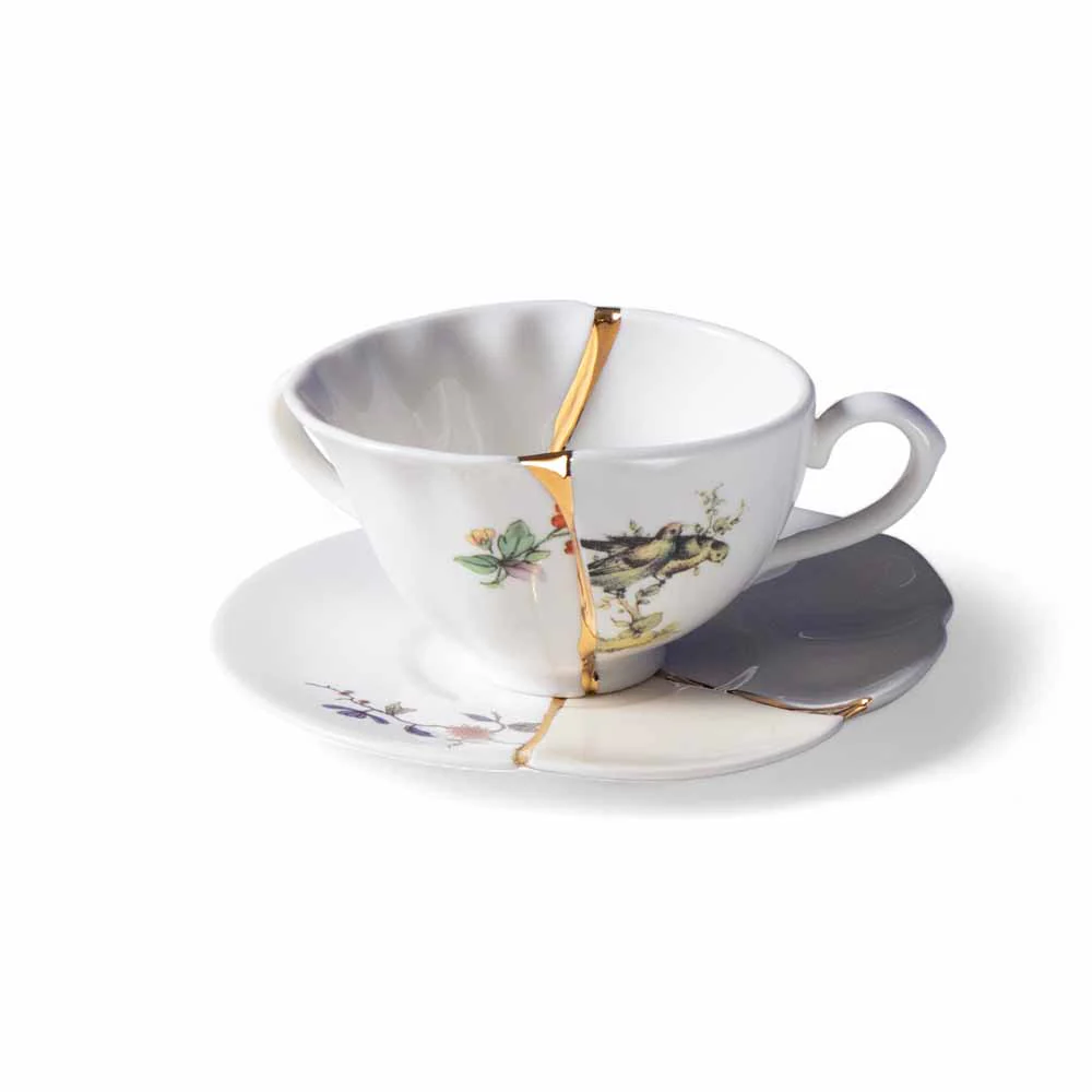 ספל תה עם תחתית פורצלן KINTSUGI