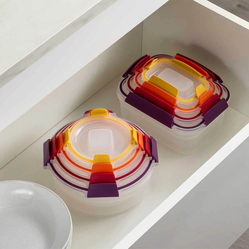 סט 8 קופסאות NEST LOCK צבעוני עגול ומרובע - Image 5