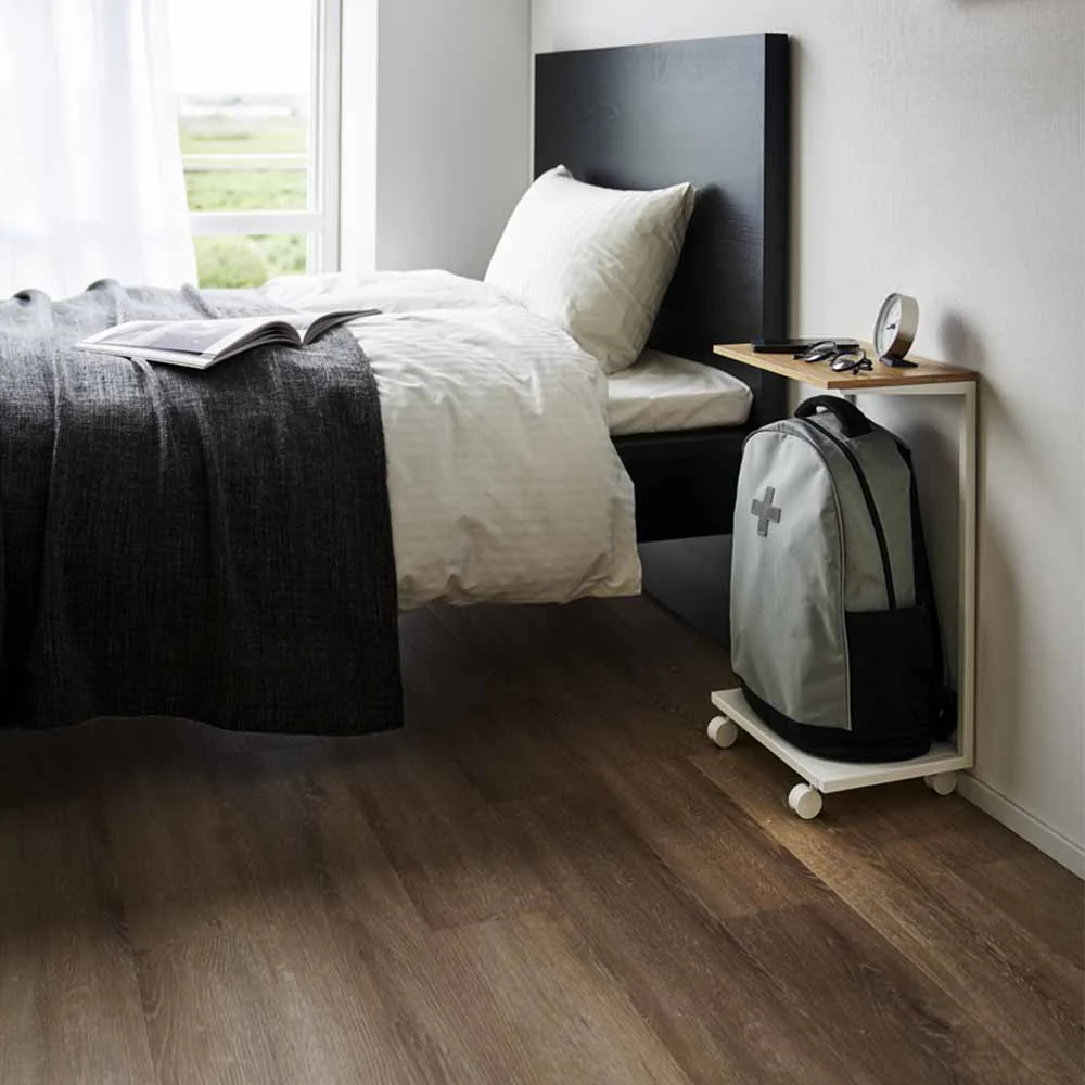 עגלת אחסון צרה חצי סגורה עם גלגלים TOWER לבן /עץ טבעי - Image 6